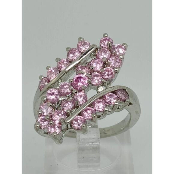 3.80CT Vintage Gold Plated Pink Sim Diamond CZ Cocktail Statement Ring Size 7.5 - Picture 1 of 10